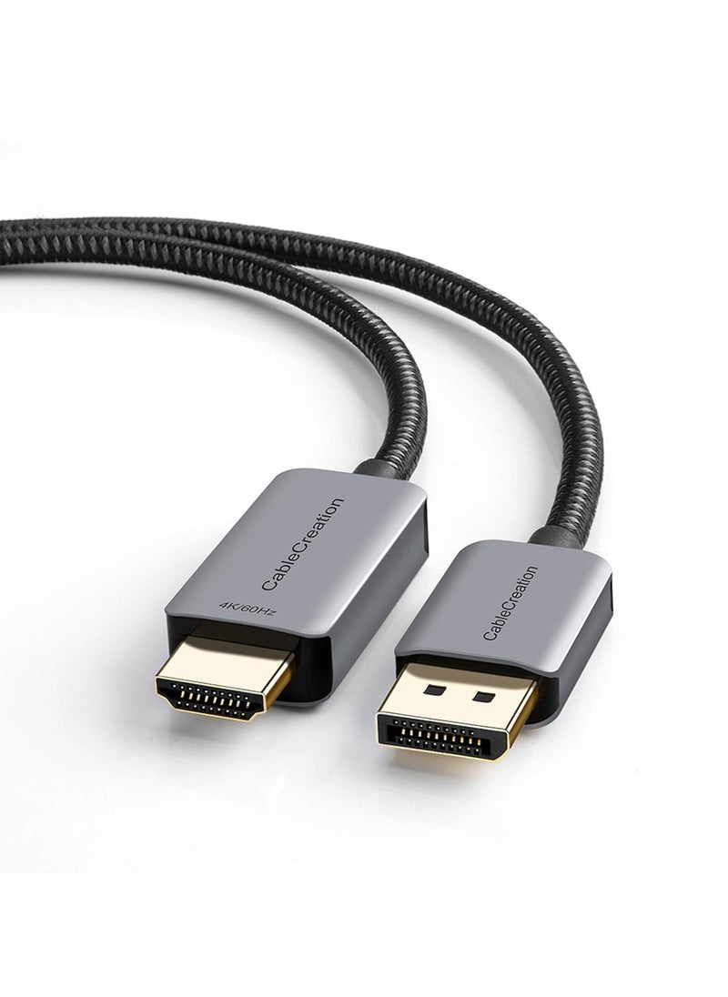 CableCreation - Active Dp To Hdmi Cable Hdr 4K 60Hz 2K 144Hz 1080P 144Hz 8Ft Unidirectional Dilayport To Hdmi Monitor Cable Dp 1.4 To Hdmi 4K Braided Support Eyefinity Multi Dilay Aluminum - Image 1