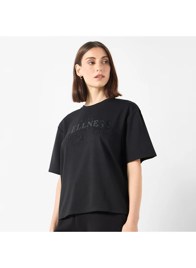 ADOT by Splash Embroidered T-shirt with Crew Neck and Short Sleeves