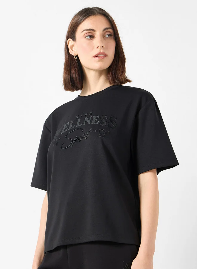 ADOT by Splash Embroidered T-shirt with Crew Neck and Short Sleeves