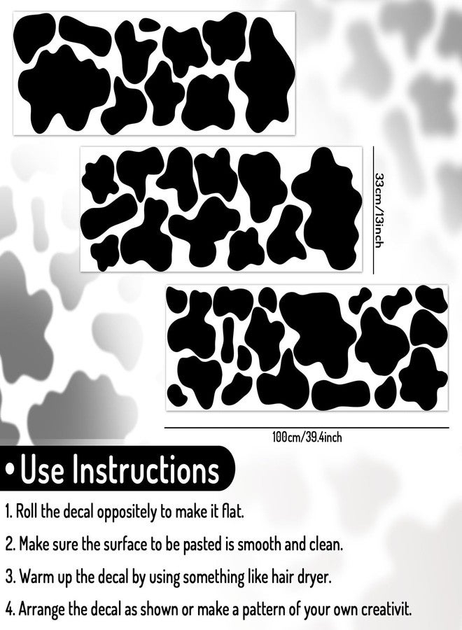 وولاين ملصقات حائط مطبوعة على شكل بقرة من الفينيل الأسود من Whaline، 3 أوراق لاصقة، ملصقات حائط قابلة للإزالة بتصميم حيواني عصري، ديكور جداري على شكل بقرة لغرف النوم وغرفة المعيشة والحضانة - Image 2