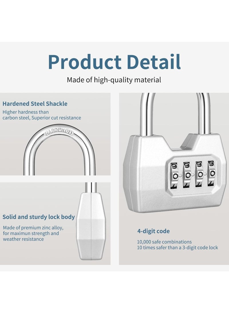 Zikra 4 Digit Combination Lock Outdoor, Heavy Duty Locker Lock, Combination Lock for Locker, Waterproof Combo Lock for Gym Locker, Hasp Storage, Shed, Fence, Gate, Silver - Image 2