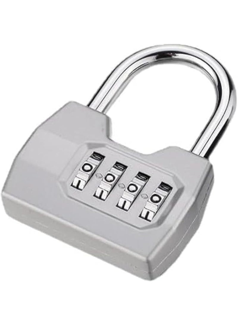Zikra 4 Digit Combination Lock Outdoor, Heavy Duty Locker Lock, Combination Lock for Locker, Waterproof Combo Lock for Gym Locker, Hasp Storage, Shed, Fence, Gate, Silver - Image 1