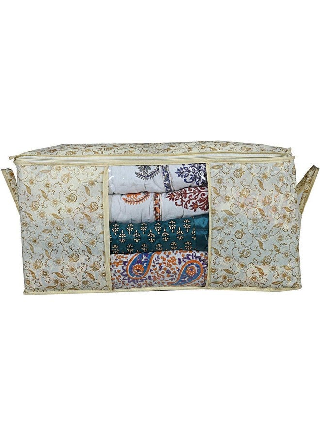 Kuber Industries Kuber Industries Non-Woven Metallic Printed 2 Piece Non Woven Rectangular Under Bed Storage Bag, Storage Organizer, Blanket Cover With Window, (Extra Large, Brown) Ctktc34457 - Image 5