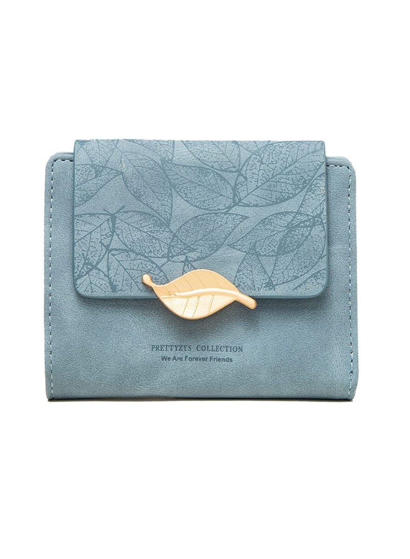 Small Womens Wallet RFID Blocking Billfold Leather Leaf Card Holde with Zipper Coin Pocket Ladies Portable Purses Girls Short Bifold Wallet Gift - Image 1
