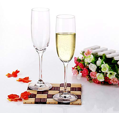 Amlong Crystal Lead-Free Champagne Flutes Glasses, Normal Stem, Set of 4 - Image 3