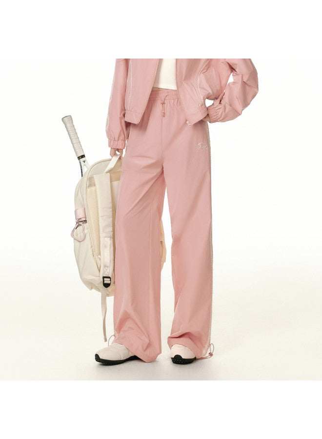 EPTISON [Single Piece Set] Autumn Sporty Style Loose Stand Collar Jacket Lace Trim Patchwork Casual Pants - Image 2