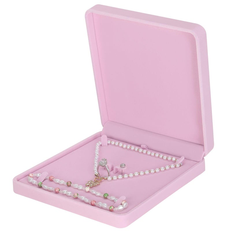 LETURE Velvet Jewelry Set Box, Velvet Gift Box for Bracelet Necklace Earring Ring (Pink) - Image 4