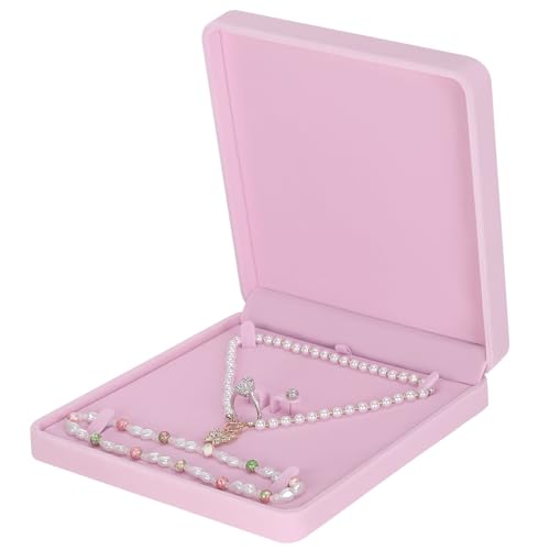 LETURE Velvet Jewelry Set Box, Velvet Gift Box for Bracelet Necklace Earring Ring (Pink) - Image 1