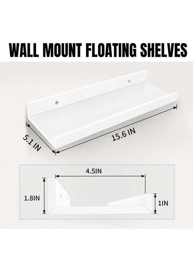 LaVie Home LaVie Home Floating Shelves for Wall Storage Set of 4, 16 Inch Picture Ledge Shelf, White Wall Shelves with Lip for Kitchen, Bedroom, Bathroom, and Living Room - Image 1