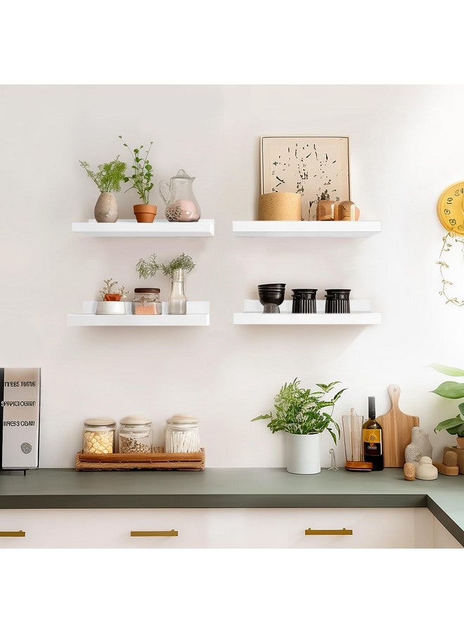 LaVie Home LaVie Home Floating Shelves for Wall Storage Set of 4, 16 Inch Picture Ledge Shelf, White Wall Shelves with Lip for Kitchen, Bedroom, Bathroom, and Living Room - Image 3