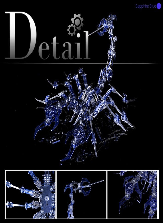 SEBUNAS Mechanical Scorpion King Blue 3D Metal Puzzle 3D Metal Model Kits DIY Mechanical Fine Assembly Model Toy Suitable for Adults and Teenagers, Enhance Hands-on Ability, Creative Decorations - Image 5