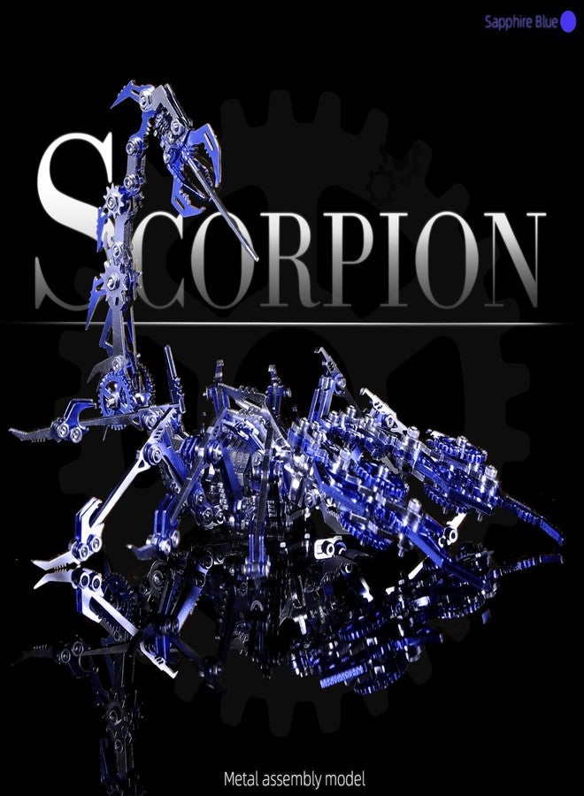 SEBUNAS Mechanical Scorpion King Blue 3D Metal Puzzle 3D Metal Model Kits DIY Mechanical Fine Assembly Model Toy Suitable for Adults and Teenagers, Enhance Hands-on Ability, Creative Decorations - Image 3