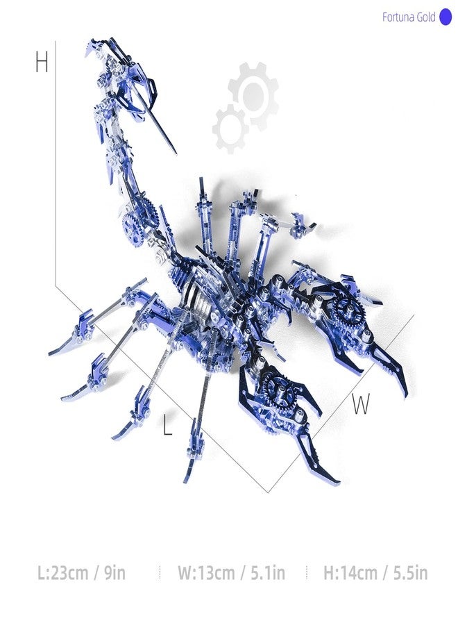 SEBUNAS Mechanical Scorpion King Blue 3D Metal Puzzle 3D Metal Model Kits DIY Mechanical Fine Assembly Model Toy Suitable for Adults and Teenagers, Enhance Hands-on Ability, Creative Decorations - Image 2