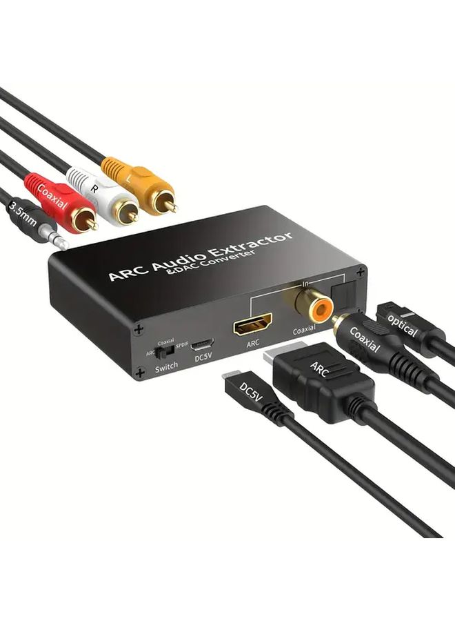 محول الصوت HDTV ARC موديل 7400ARC مع DAC بتردد 192 كيلوهرتز، يعمل بالطاقة عبر USB، محول بصري محوري RCA 3.5 ملم تماثلي - Image 4