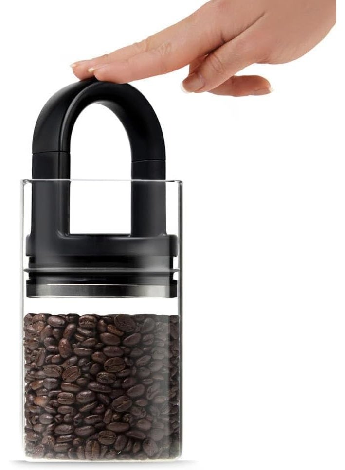 Prepara Best PREMIUM Airtight Storage Container for Coffee Beans, Tea and Dry Goods - EVAK - Innovation that Works by Prepara, Glass and Stainless, Soft Touch Black Handle, Medium - - Image 1