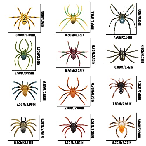 JOKFEICE Spider Toys 12 pcs Realistic Spider Figures Colorful Tarantula Figurines for Halloween Decor Early Educational Toy Birthday Party Cake Topper for Kids - Image 5