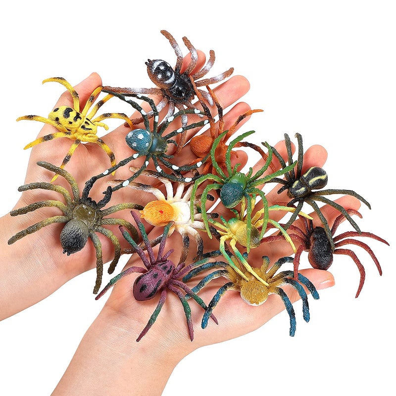 JOKFEICE Spider Toys 12 pcs Realistic Spider Figures Colorful Tarantula Figurines for Halloween Decor Early Educational Toy Birthday Party Cake Topper for Kids - Image 3