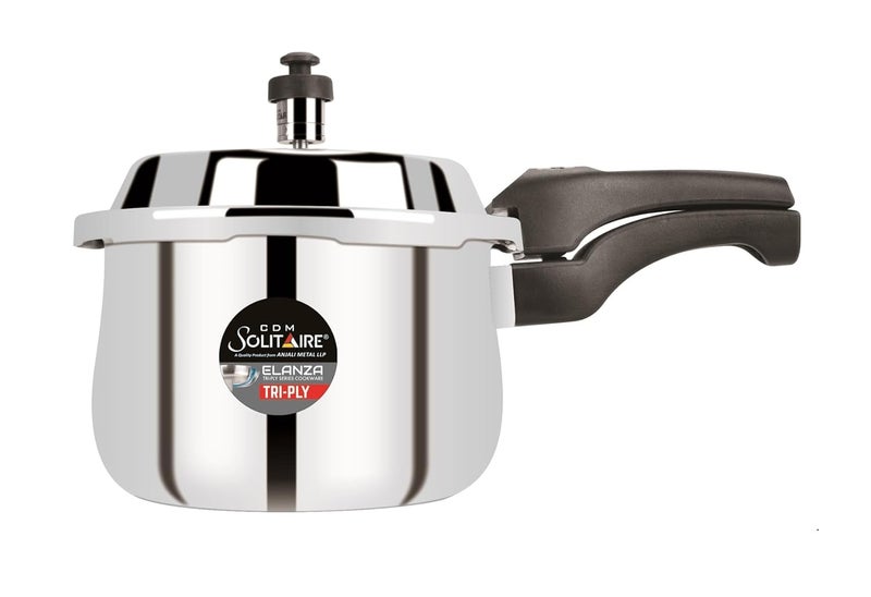 CDM SOLITAIRE Elanza Belly 25 Ltr 1810 TryPly Stainless Steel Outer Lid with Extra Glass Lid 25 L Outer Lid Pressure Cooker Induction and Gas Base ISI Certified 5 Years Warranty - Image 5
