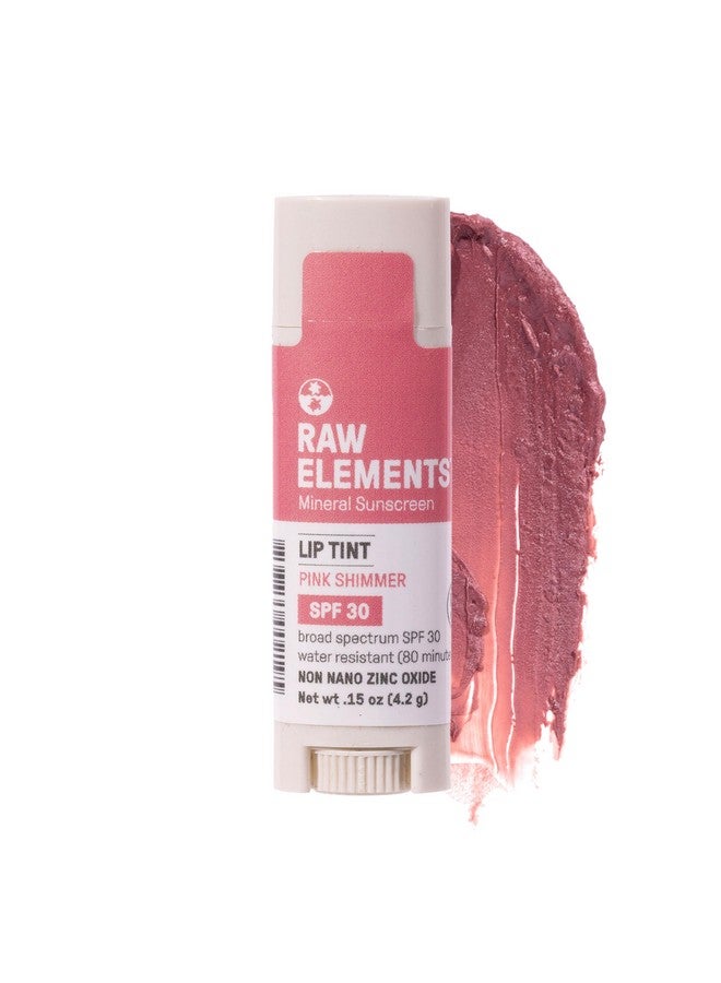Raw Elements Organic Pink Lip Shimmer Zinc Oxide SPF 30+, 0.15oz - Image 1