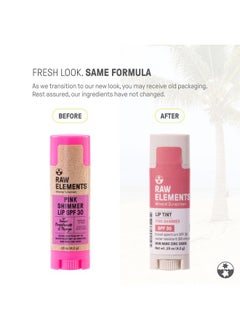 raw elements Raw Elements Organic Pink Lip Shimmer Zinc Oxide SPF 30+, 0.15oz  - Image 2