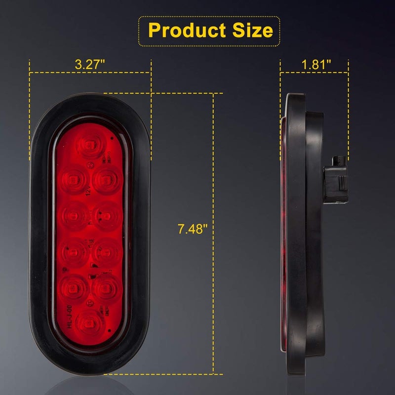 LIMICAR 6" Oval LED Trailer Tail Lights Kit - 10 LED Lights (4 Red + 2 White) - Image 5