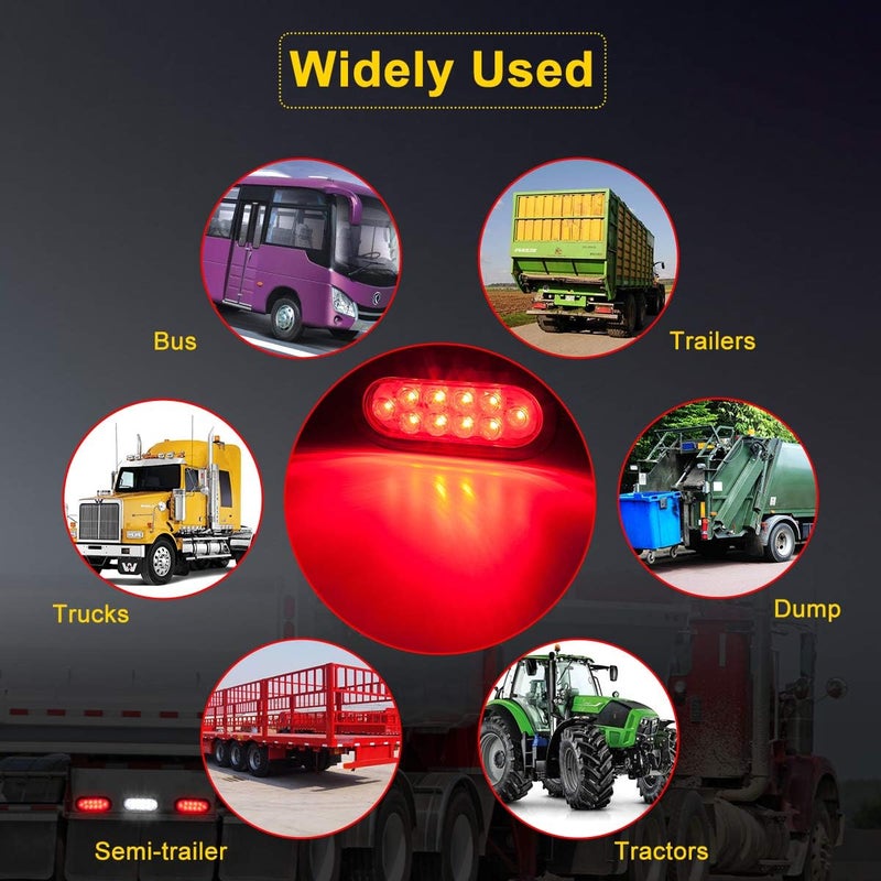 LIMICAR 6" Oval LED Trailer Tail Lights Kit - 10 LED Lights (4 Red + 2 White) - Image 4