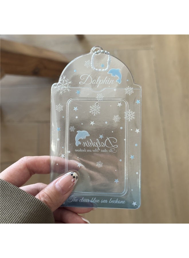 NIBEMINENT 1 - Piece Marine Life Kpop Photo Card Holder Pendant Key Chain ID Badge Holder ID Card Holder Photo Card Protector for School ID Office ID Access Card for Women Girls - Image 1