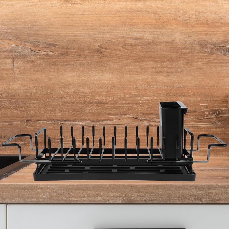 VICASKY Dish Drying Rack Over Sink with Drainboard, Expandable Stainless Steel Kitchen Sink Organizer, Large Capacity Foldable Utensil and Dish Drainer for Home Counter - Image 5