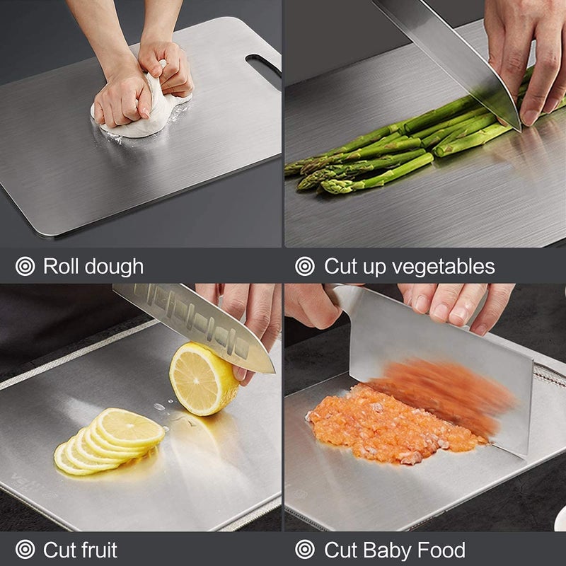 JAYI Jay Stainless Steel Chopping Cutting Metal Board Fruit Board for Kitchen Chopping Board for Vegetables Breads and Meats Boards Heavy Duty Safe Durable Made in India Size 37CM X 24CM - Image 2