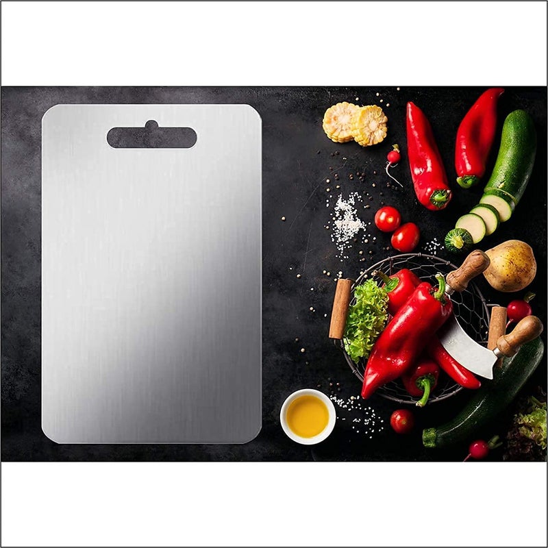 JAYI Jay Stainless Steel Chopping Cutting Metal Board Fruit Board for Kitchen Chopping Board for Vegetables Breads and Meats Boards Heavy Duty Safe Durable Made in India Size 37CM X 24CM - Image 1
