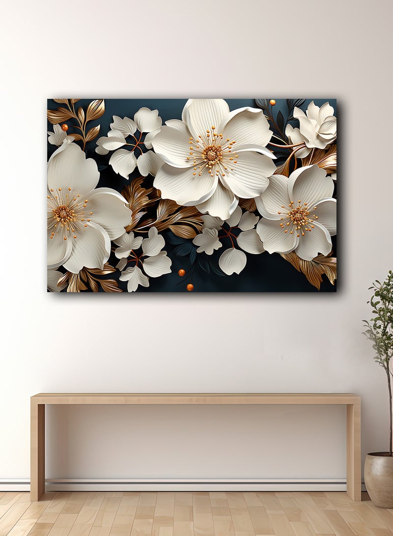 LOWHA Canvas Wall Art Stretched Over Wooden Frame with Flowers Abstract Painting - Image 1