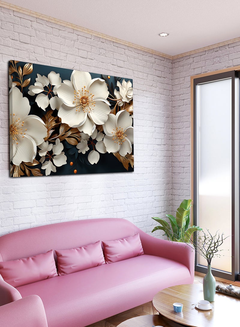 LOWHA Canvas Wall Art Stretched Over Wooden Frame with Flowers Abstract Painting - Image 2
