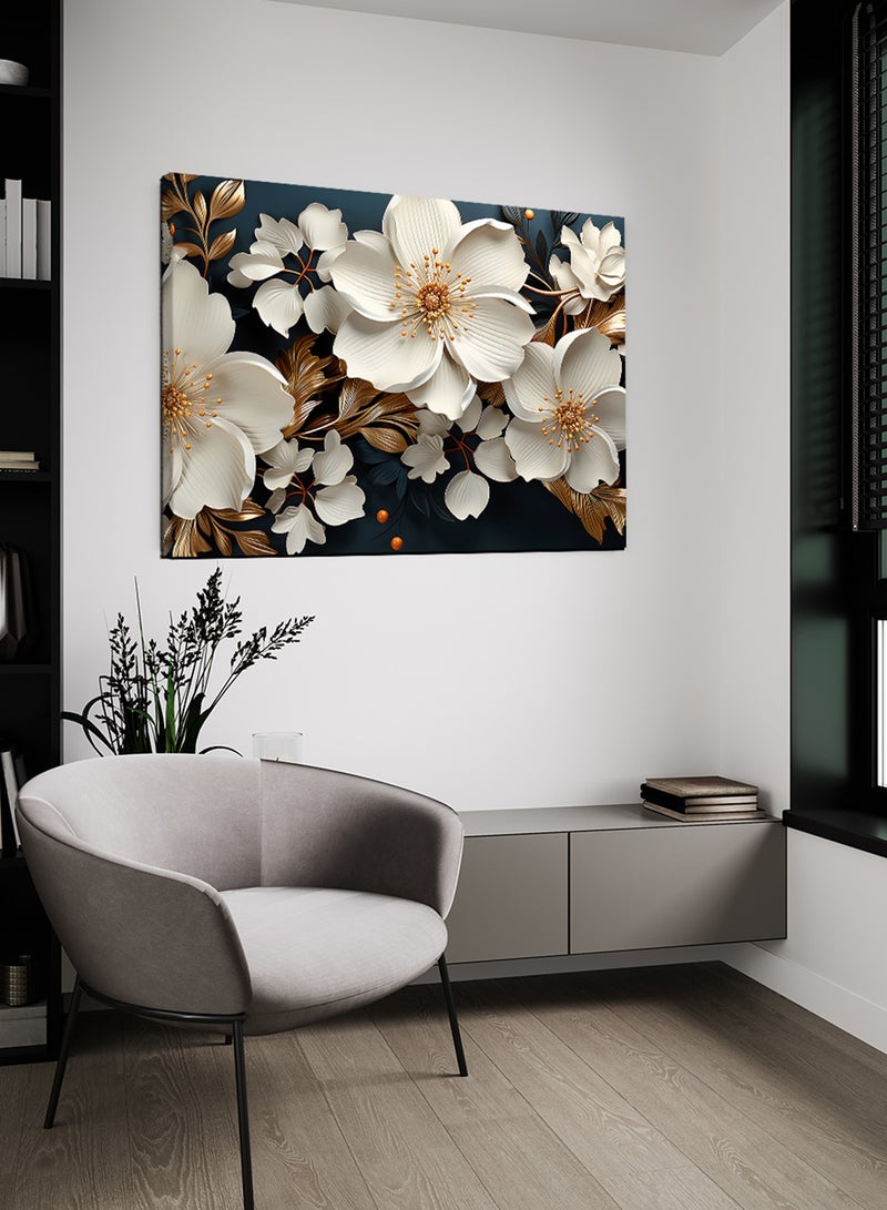 LOWHA Canvas Wall Art Stretched Over Wooden Frame with Flowers Abstract Painting - Image 3