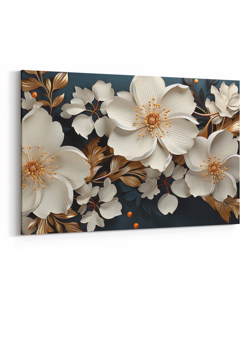 LOWHA Canvas Wall Art Stretched Over Wooden Frame with Flowers Abstract Painting - Image 4