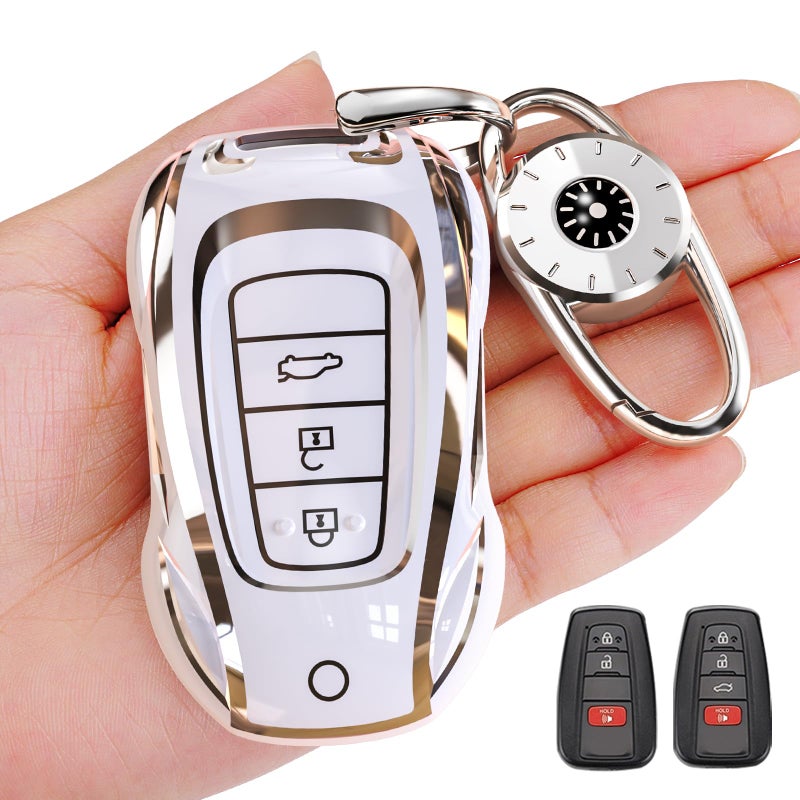 saxsion for Toyota Key Fob Cover,for Camry 2020-2022 Highlander Corolla Prius,2018-2024 RAV4 Avalon C-HR GT86 Prado Sienna Levin Key Fob Case Holder (For Toyota-B) - Image 1