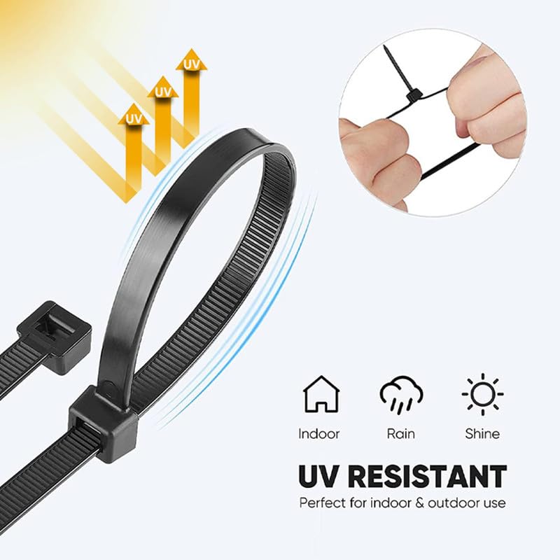 NUOVI Black Zip Ties 100mm X 2.5mm | Heat Resistant Cable with Self-Locking Mechanism | Self-Lock, Antislip Cable Organizer | for Indoor & Outdoor Use (Set of 100) - Image 5