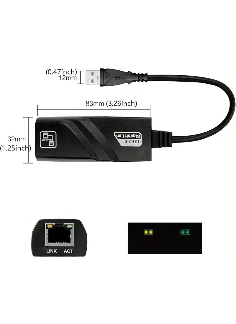 USB 3.0 to Gigabit Ethernet Adapter - Wired RJ45 100/1000M LAN Network Adapter Compatible with MacBook, Chromebook, Windows 10, Linux, Mac OS, Chrome OS, Nintendo Switch (Black)