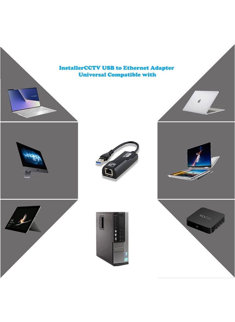 USB 3.0 to Gigabit Ethernet Adapter - Wired RJ45 100/1000M LAN Network Adapter Compatible with MacBook, Chromebook, Windows 10, Linux, Mac OS, Chrome OS, Nintendo Switch (Black)