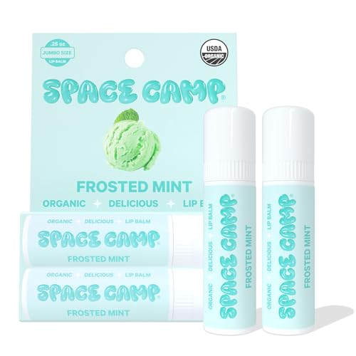 Space Camp Wellness Jumbo Lip Balm - Frosted Mint Organic Flavored Balm (2 Pack) - Image 1
