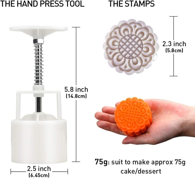 KRESHU 6-Piece Cookie Stamp Set | Moon Cake & Fondant Decorative Pressers | Hand Baking Accessories for Cookies, Pastries & Moon Cakes - Thickness Mold & Cutter Tool (1-Piece) - Image 3