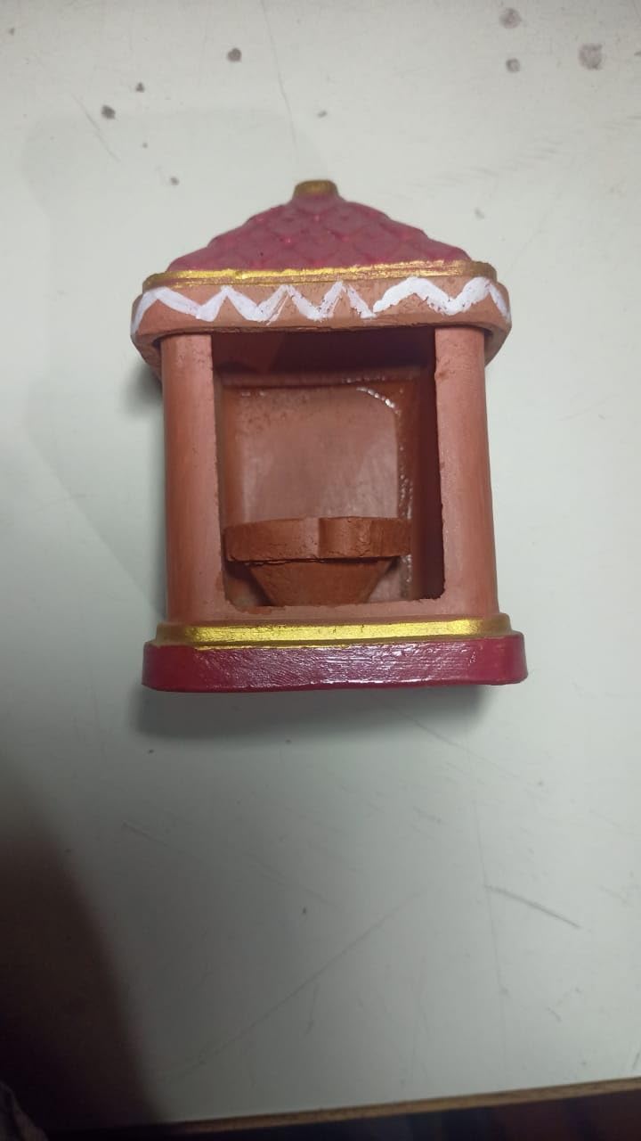 MALL Sky MALL Handmade Handpainted Terracotta hut lamp Red  - Image 1