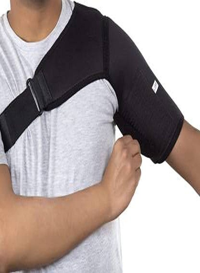 Kudize Shoulder Support Adjustable Neoprene Stretch Strap Wrap Belt Band Pads Gym Guard Brace Support Medical Posture Compression Shoulder Pad Black (LEFT) - Image 4