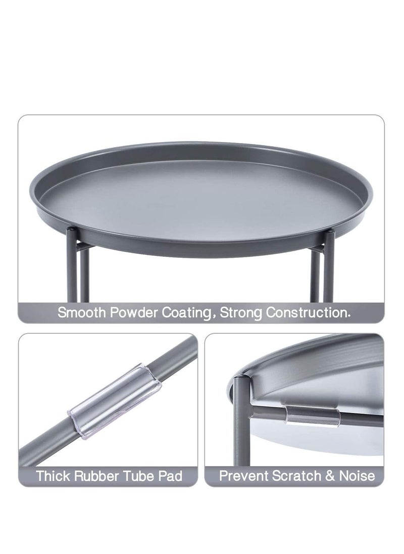 MIXDE Nordic Style Coffee Round Sofa Side Snack End Table with Storage Basket Metal Nightstand  - Image 4