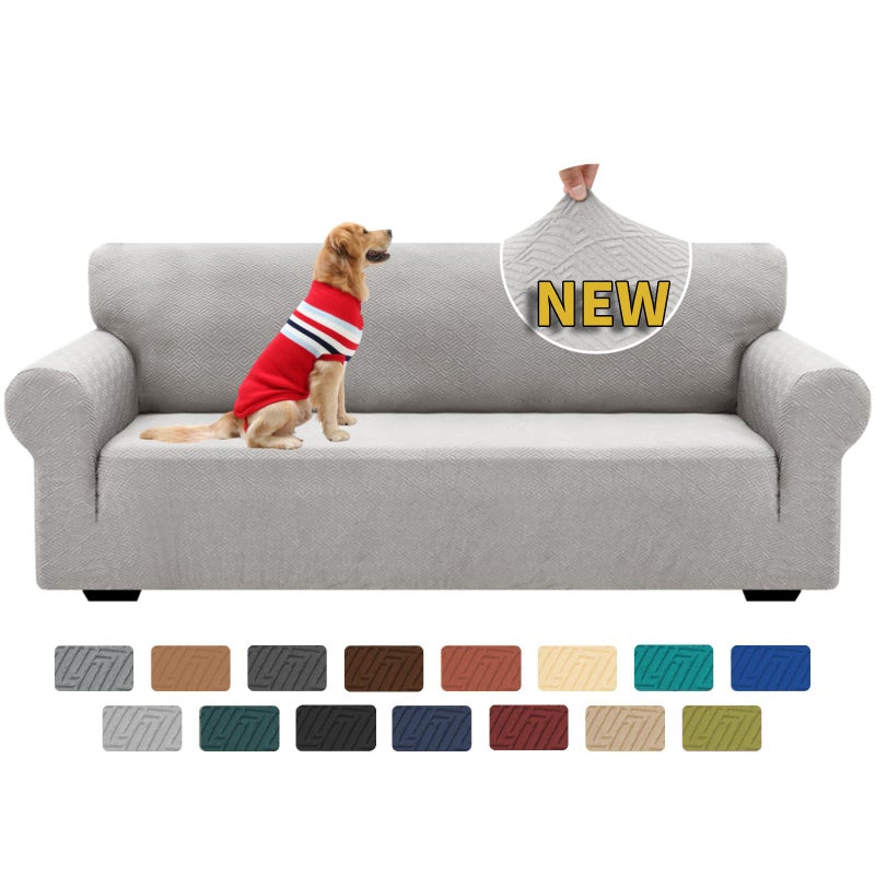 XINEAGE 2025 New 1 Piece Couch Covers for 3 Cushion Couch 7991 Stretch Sofa Cover Slipcover Pet Friendly Soft Washable Furniture Protector with Elastic Bottom for KidsDog Sofa Silver Grey