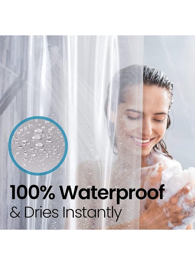 LiBa Waterproof Plastic Shower Curtain - Bathroom Shower Curtain Premium PEVA Non-Toxic with Rust Proof Grommets White 8G Heavy Duty Bathroom Accessories 72x72 - White - Image 5