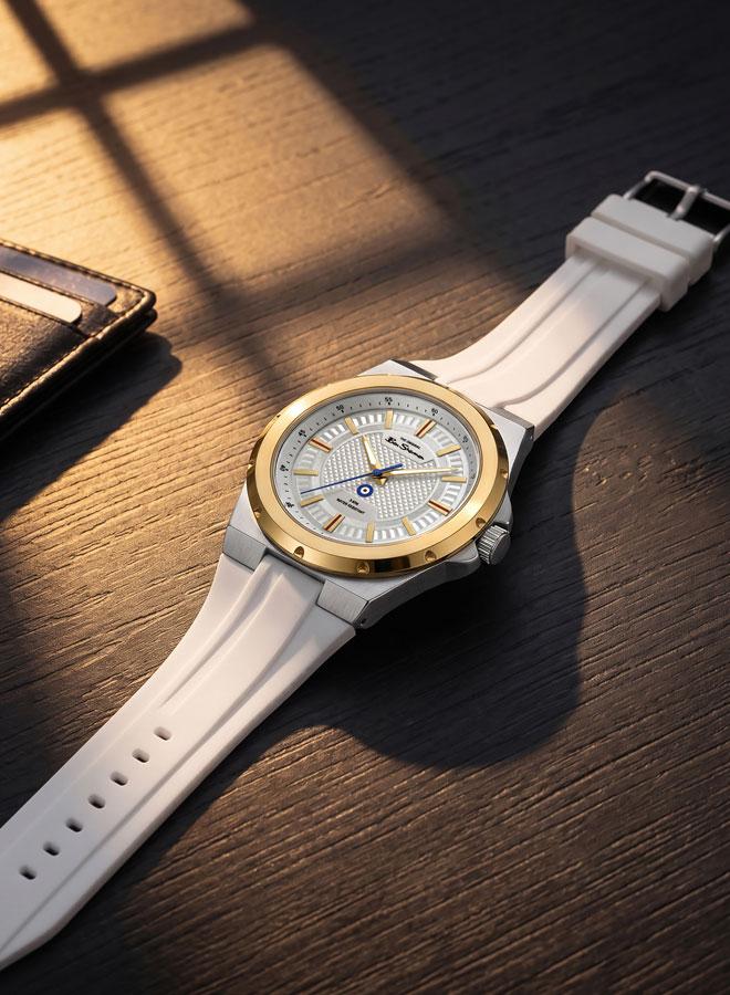 Ben Sherman Gloucester Silver Dial White Silicone Strap Analog Watch for Men, 43mm - Image 4