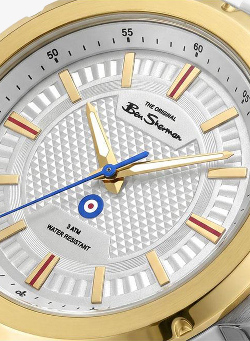 Ben Sherman Gloucester Silver Dial White Silicone Strap Analog Watch for Men, 43mm - Image 2