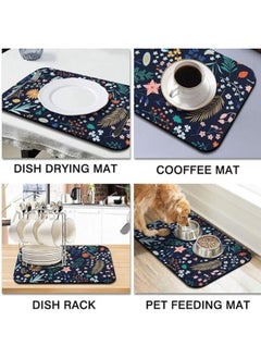 HAPPY Leather Dish Drying Mat, Dining Table Mat, Absorbent Cup Mat, Soft Diatom Clay Mat, Absorbent Quick Drying Mat, High Temperature Insulation Mat-Multicolor  - Image 5