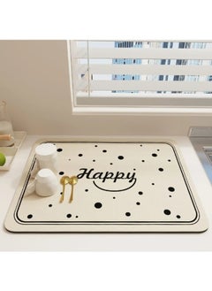 HAPPY Leather Dish Drying Mat, Dining Table Mat, Absorbent Cup Mat, Soft Diatom Clay Mat, Absorbent Quick Drying Mat, High Temperature Insulation Mat-Multicolor  - Image 1