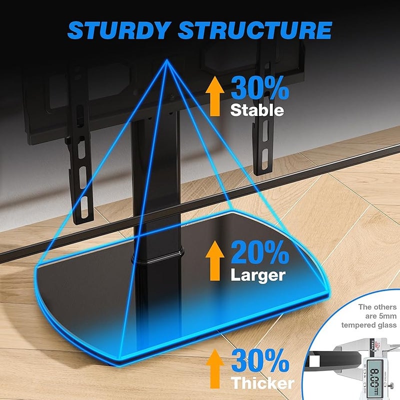 ارفايفر حامل تلفزيون عالمي دوار لسطح الطاولة مع حامل لشاشات LED وLCD وبلازما مقاس 27 32 37 42 47 55 بوصة مع تعديل الارتفاع فيسا 400×400 ملم، UT2002 - Image 5